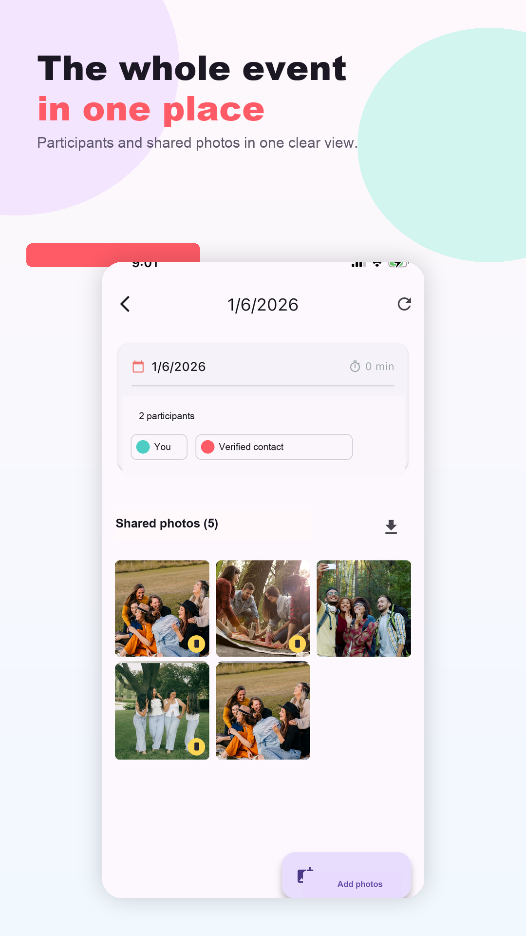 iWATH event screen with shared photos